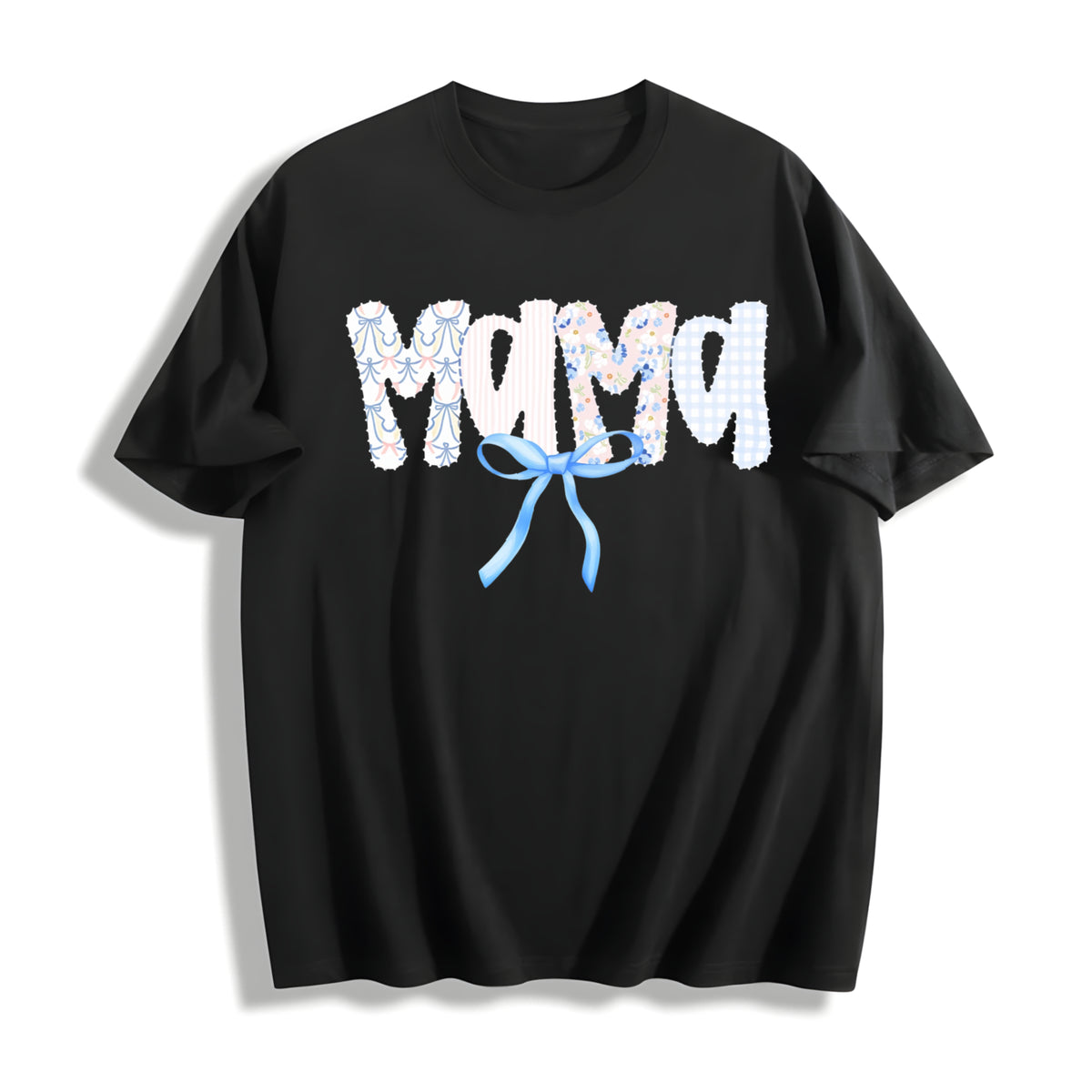 Mama Birthday for Mom Cotton T-Shirt in Black