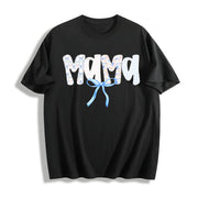 Mama Birthday for Mom Cotton T-Shirt in Black