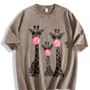 Cool Giraffe Trio Bubblegum vintage washed oversized T-shirt in Brown