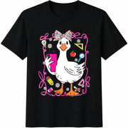 Teacher Goose Cute Back to School Cotton T-Shirt in Black