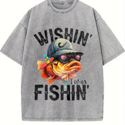 Fishing Tank Outdoor Fisher Workout Vintage Washed T-Shirt in Gray