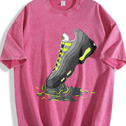 AM 95 Big Bubble Neon Yellow Black Grey 2026 OG Match Vintage Washed T-Shirt in Red