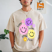 Teacher Happy to See Your Face Vintage Washed T-Shirt in Beige