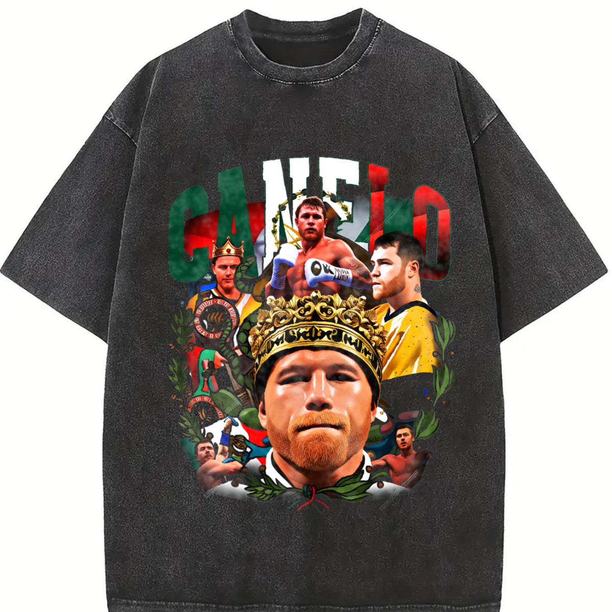 Alvarez Saul Mexico King Goat Boxing Style vintage washed oversized T-shirt in Black