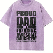 Proud Dad of a Freaking Awesome Daughter Fathers Day Vintage Washed T-Shirt in Purple