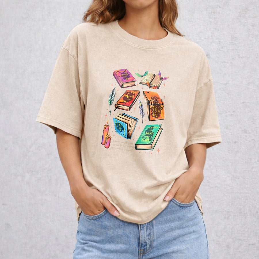 Fan Of ACOTAR Series vintage washed oversized T-shirt in Beige