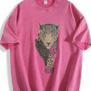 Local Delivery Leopard Head Vintage Washed T-Shirt in Red