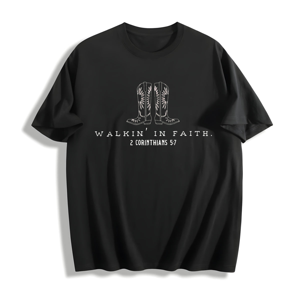 Christian Western Minimalist Cotton T-Shirt in Black