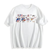 Patriotic Goose July 4th Cotton T-Shirt in White