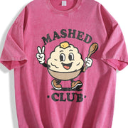Mashed Potatoes Club: Retro Potato Mascot Vintage Washed T-Shirt in Red