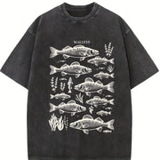 Walleye Fishing 90s Vintage Washed T-Shirt in Black