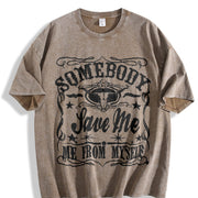 Somebody Save Me from Myself Vintage Washed T-Shirt in Brown