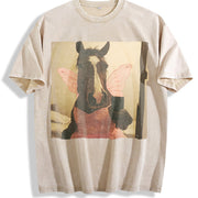 Fairy Horse Vintage Washed T-Shirt in Beige