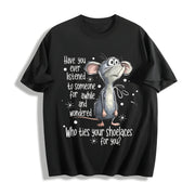 Mouse Quote Sarcastic Animal Sublimation Cotton T-Shirt in Black