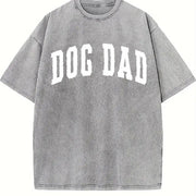 Dog Dad for Fathers Day Dog Lover Vintage Washed T-Shirt in Gray