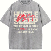 Hustle Don't Sleep Vintage Washed T-Shirt in Gray