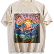 God Turns Broken Pieces Into Masterpieces Vintage Washed T-Shirt in Beige