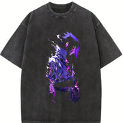 Sasuke Anime - Stylish for True Naruto Fans for Vibes vintage washed oversized T-shirt in Black