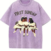 Children First Sunday Christian vintage washed oversized T-shirt in Purple