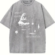 Frog Anger Dwells Deep Within Meme Vintage Washed T-Shirt in Gray