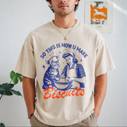 Cat Biscuits Vintage Washed T-Shirt in Beige