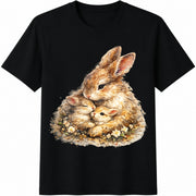 Mama Bunny Mom Cotton T-Shirt in Black