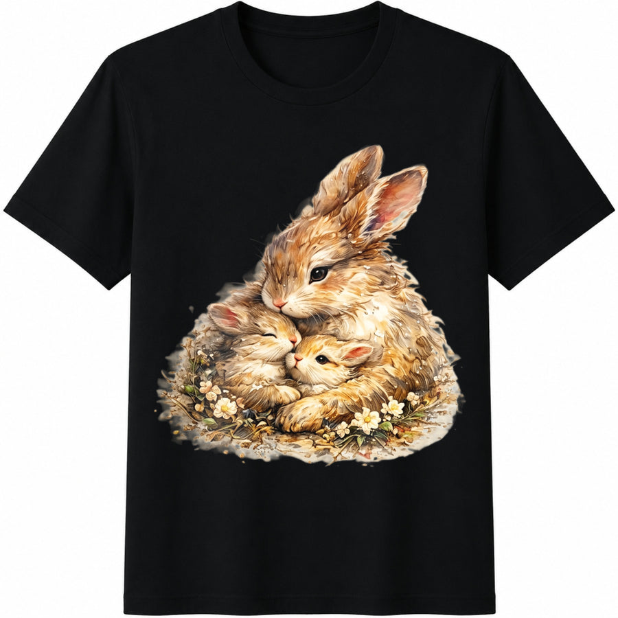 Mama Bunny Mom Cotton T-Shirt in Black