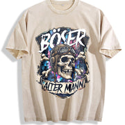 Boxer Skull Vintage Washed T-Shirt in Beige