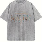 Native Indian American Day Pride Indigenous Native vintage washed oversized T-shirt in Gray