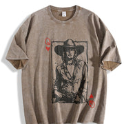 Western Valentine Cowgirl Queen of Hearts Card vintage washed oversized T-shirt in Brown