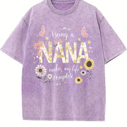 Bohemian Nana Floral Vintage Washed T-Shirt in Purple