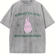 Actually All of My Systems Are Nervous Mental Health Vintage Washed T-Shirt in Gray