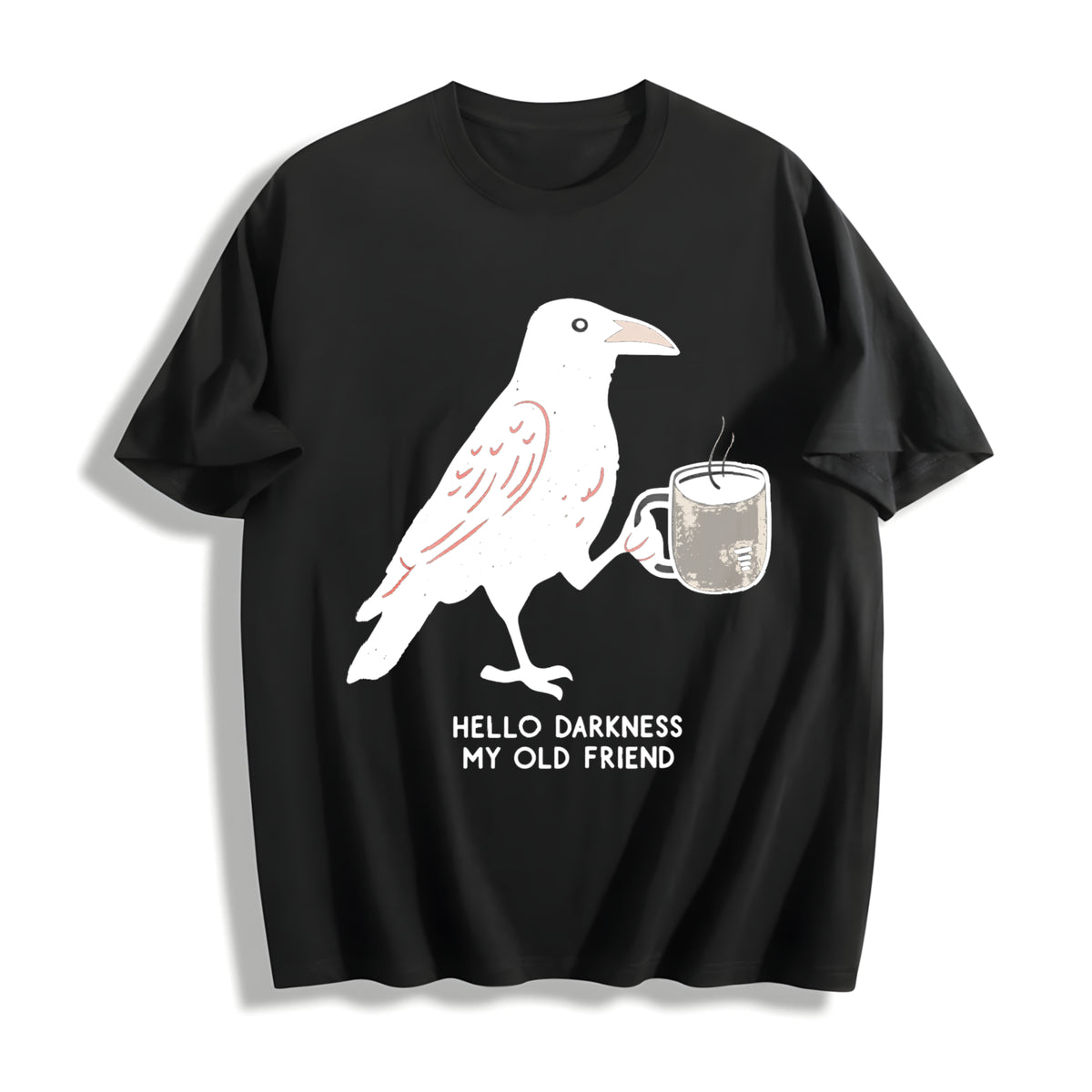 Hello Darkness My Old Friend Cotton T-Shirt in Black