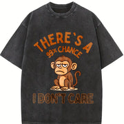 There's a 99 Percent Chance I Don't Care Monkey Vintage Washed T-Shirt in Black