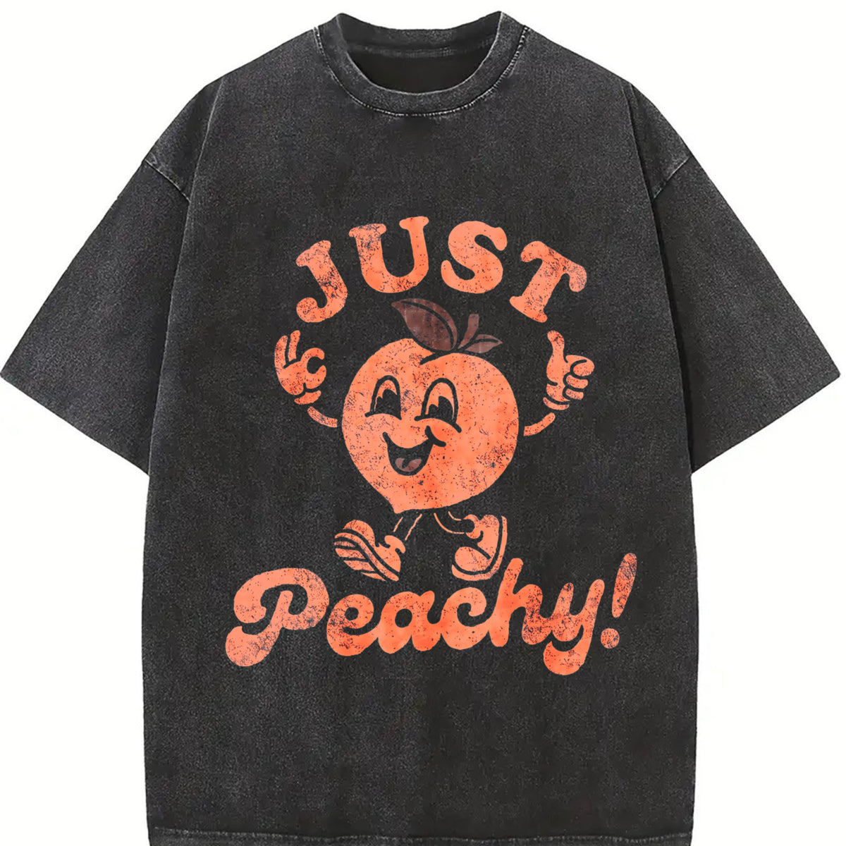 Just Peachy Vintage Washed T-Shirt in Black