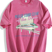 Monorail Inspired Please Stand Clear of the Doors Vintage Washed T-Shirt in Red