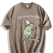 School Psychologist Special Education Counselor IEP Frog Vintage Washed T-Shirt in Brown