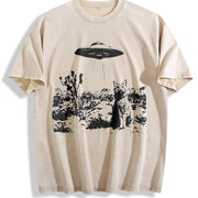 For Formal Urban Distressed Enthusiasts Vintage Washed T-Shirt in Beige