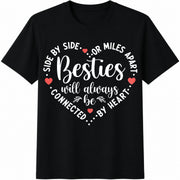 Besties Connected by Heart Cotton T-Shirt in Black