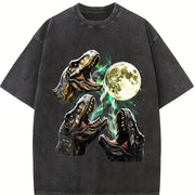 T-rex 90s Retro ® Dinosaur Y2k Vintage Washed T-Shirt in Black