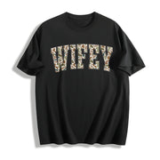 Camouflage Wifey Mrs Cotton T-Shirt in Black