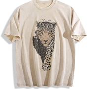 Local Delivery Leopard Head Vintage Washed T-Shirt in Beige