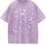Cowboy Cats and Kittens Western Cowboy Vintage Washed T-Shirt in Purple