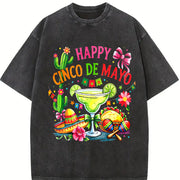 Happy Cinco de Mayo Vintage Washed T-Shirt in Black
