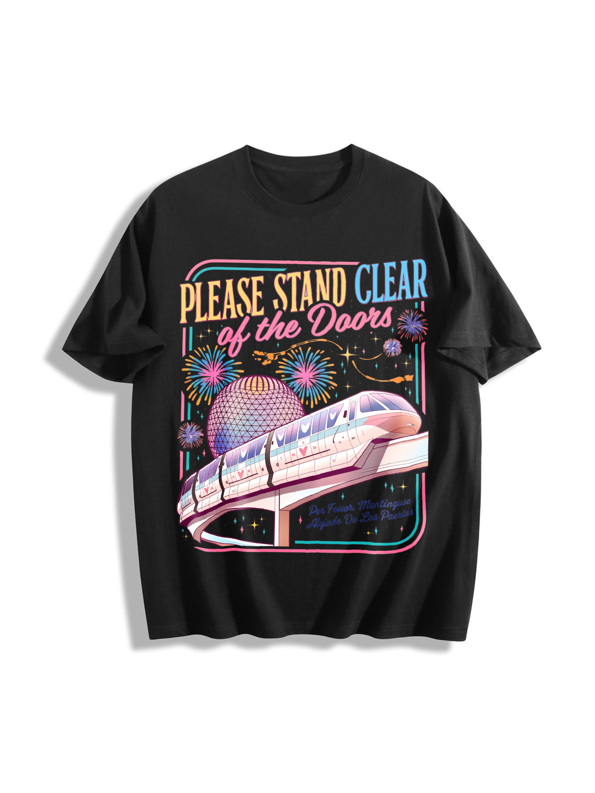 Please Stand Clear of the Doors Cotton T-Shirt in Black