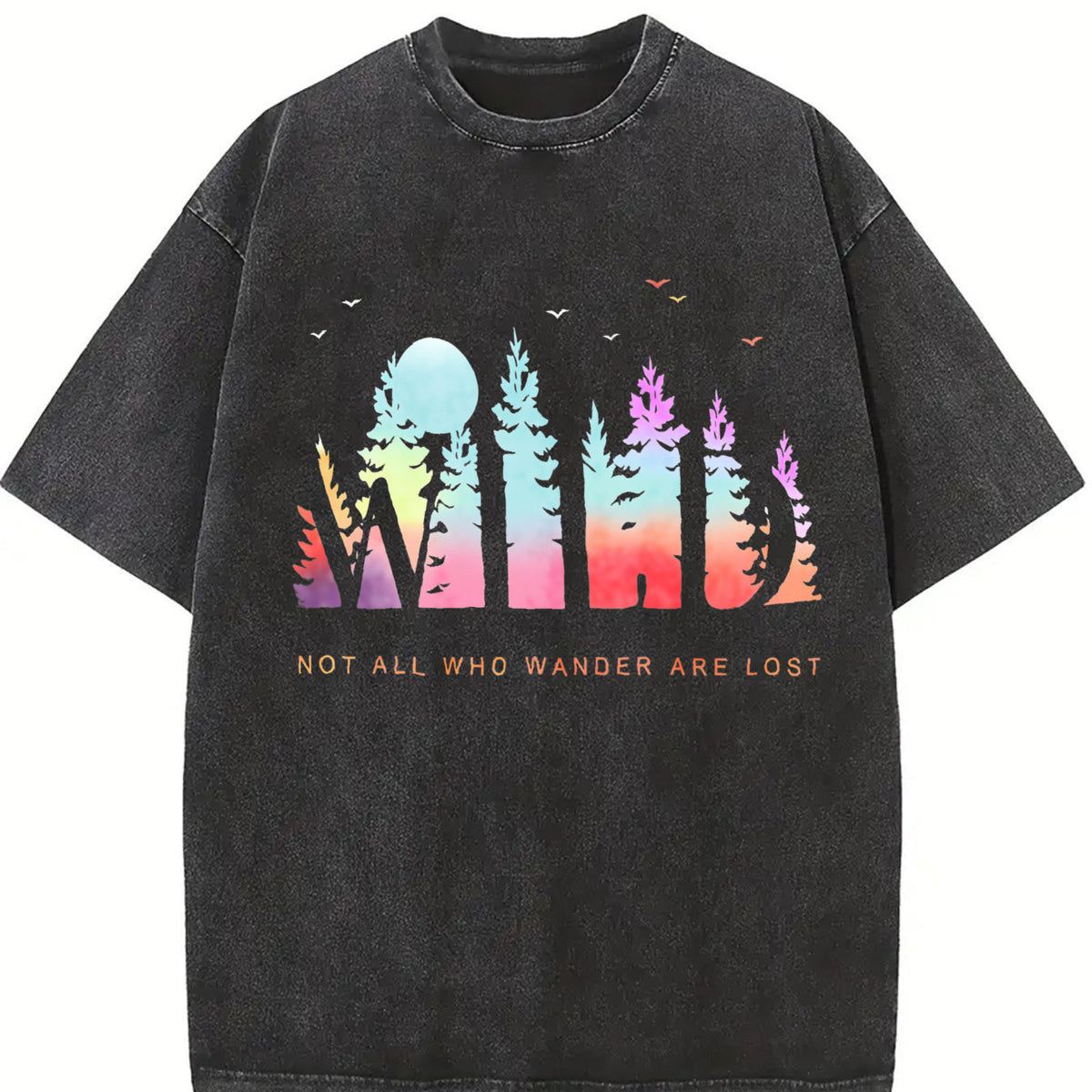 Not All Who Wander Are Lost Vintage Washed T-Shirt in Black