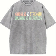 Anti Bullying Kindness Is Strength Vintage Washed T-Shirt in Gray