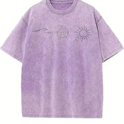 Ocean Turtle Sun Beach vintage washed oversized T-shirt in Purple