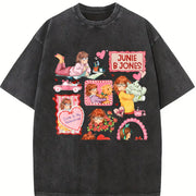 Junie B Jones Valentine Doodle Vintage Washed T-Shirt in Black