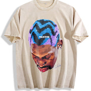 Retro- Short-sleeve Made Of Vintage Washed T-Shirt in Beige